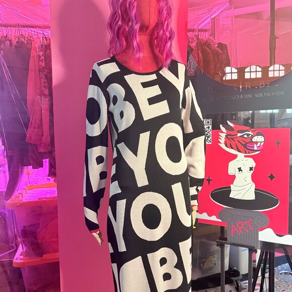 Desigual Unique Maxi Print Dress with “Be You” Slogan - Size L, NWT - Picture 1 of 11